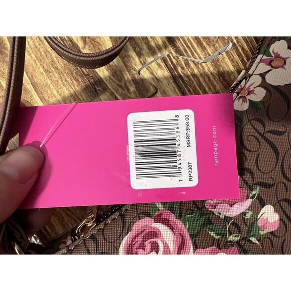 Rampage Brown And Pink Floral Hobo Shoulder Bag Spring 2022 NWT - Picture 7 of 10